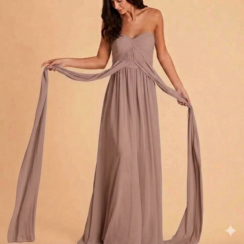 Birdy Grey Convertible Chiffon Bridesmaid Dress Mauve Taupe Small Pockets